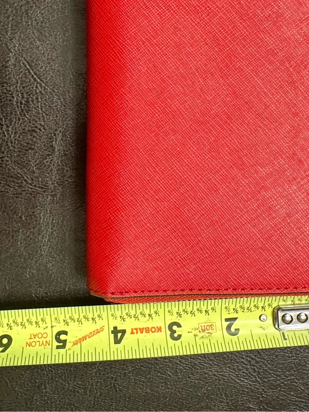 Henri Bendel Red Saffiano Leather Zip Around Wallet Clutch Organizer